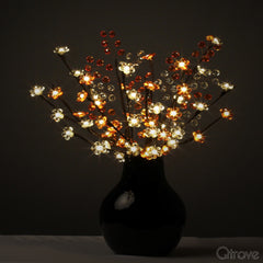 Amber Crystal Flower Branch Table Lamp with beaded sprays