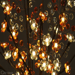 Amber Crystal Flower Branch Table Lamp with beaded sprays