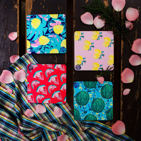 Home Decor - Coasters Lemons And Melons Series (set Of 4)