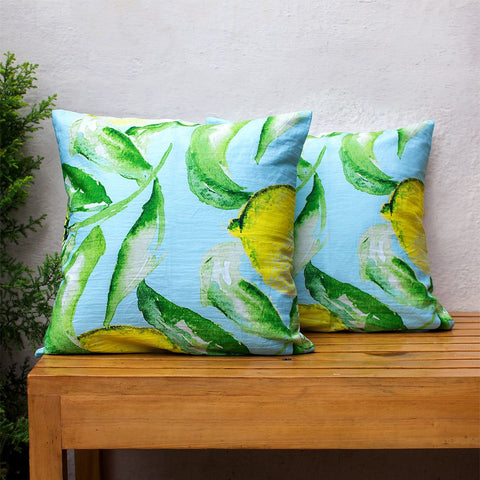 Home Decor - Cushion Cover Water Colour Lemon Leaf
