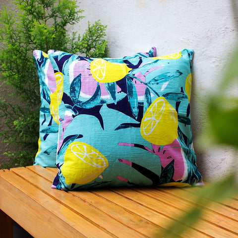 Home Decor - Cushion Cover Water Colour Lemons Melons