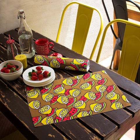 Home Decor - Table Mats Cut Lemon And Melon