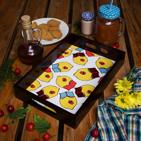 Home Decor - Wodden Serving Tray Lazy Lemons