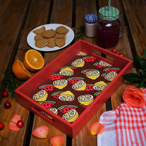 Home Decor - Wooden Serving Tray Cut Lemons