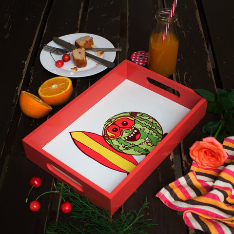Home Decor - Wooden Serving Tray Surfer Melon