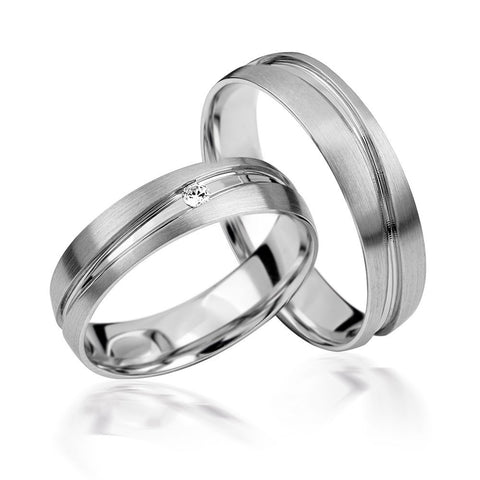 JC WEDDING RINGS 2 HEARTS COLLECTION IN WHITE GOLD J168 (PAIR PRICE)