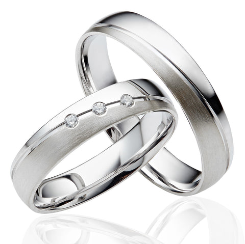 JC WEDDING RINGS WEDDING RINGS 9 CARAT COLLECTION IN WHITE GOLD J911S (PAIR PRICE)