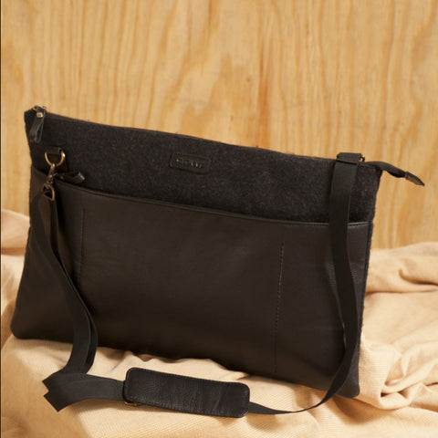 Laptop Bags - Wool Felt Genuine Leather Laptop Bag