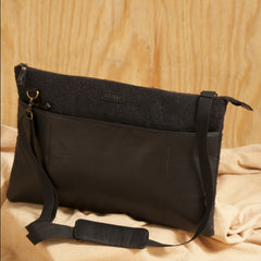 Laptop Bags - Wool Felt Genuine Leather Laptop Bag